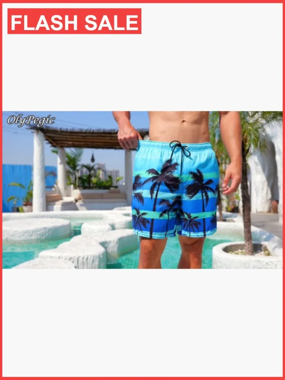 Men's Quick-Dry Swim Trunks with Compression Liner & Zipper Pocket